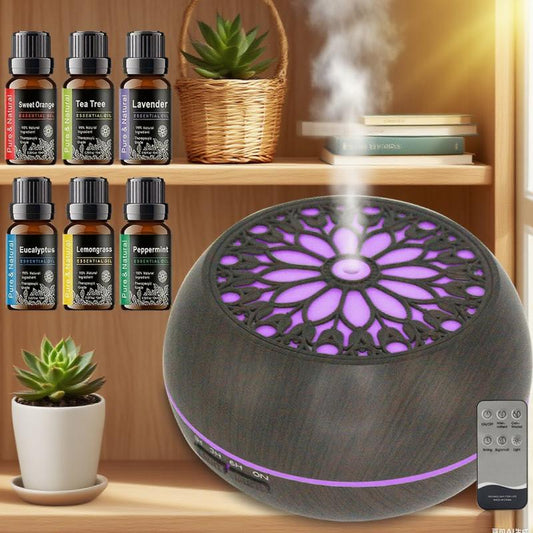 Ultimate Aromatherapy Kit: 550Ml Essential Oil Diffuser with Remote, 6 Scents & 7 Color Lights, Auto off - Perfect Gift for Holidays, Birthdays & Self-Care Humidifier Control Bed Vacuum Cleaner Fan Blows Cold Air Cordless Stick Touch Screen