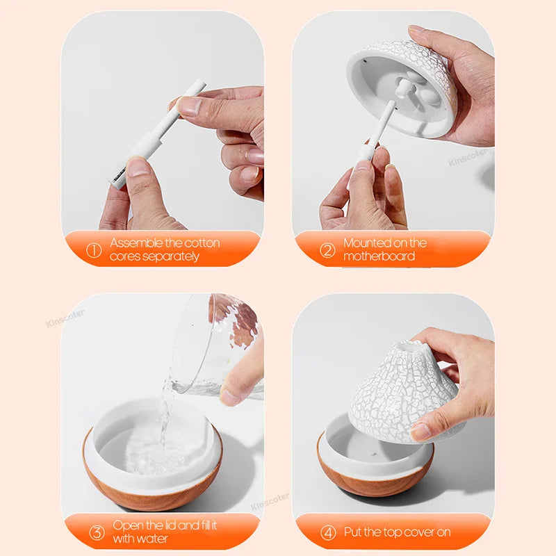 Revitalize Your Space with the Volcano Air Humidifier - 300ml Desktop USB Water Mist Diffuser with Colorful Night Light