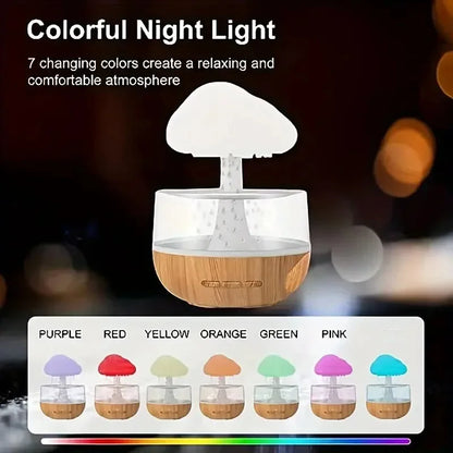 Rainy Day Humidifier, Colorful Mushroom Cloud Aromatherapy Humidifier, Desktop Fountain, Bedside Sleep, Relaxation, Adult Gift
