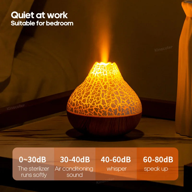 Revitalize Your Space with the Volcano Air Humidifier - 300ml Desktop USB Water Mist Diffuser with Colorful Night Light