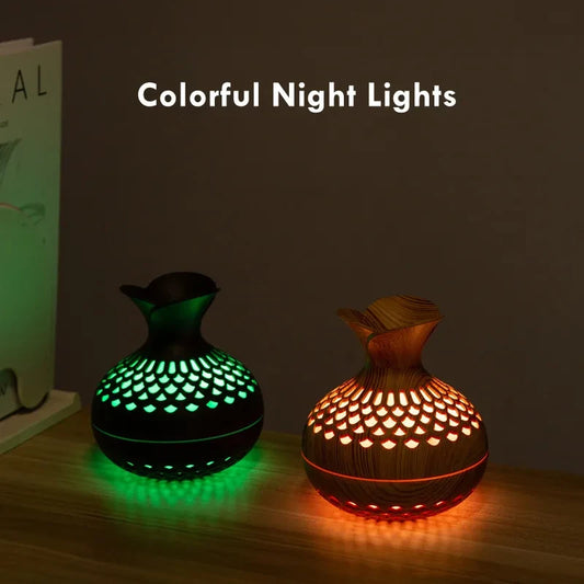300Ml USB Air Humidifier Mini Humidifier Desktop Humidifier Hollow Vase Shape Humidifier with Colorful Night Lights