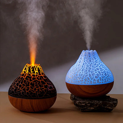 Revitalize Your Space with the Volcano Air Humidifier - 300ml Desktop USB Water Mist Diffuser with Colorful Night Light