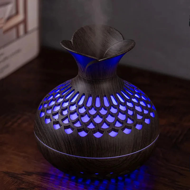 300Ml USB Air Humidifier Mini Humidifier Desktop Humidifier Hollow Vase Shape Humidifier with Colorful Night Lights