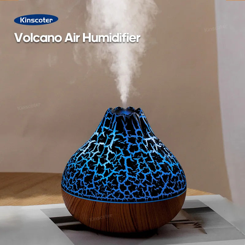 Revitalize Your Space with the Volcano Air Humidifier - 300ml Desktop USB Water Mist Diffuser with Colorful Night Light