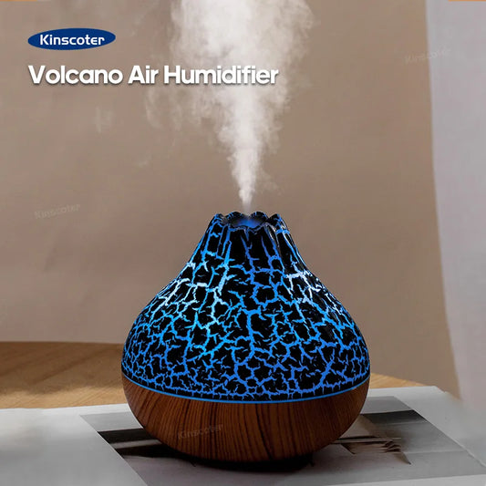 Revitalize Your Space with the Volcano Air Humidifier - 300ml Desktop USB Water Mist Diffuser with Colorful Night Light